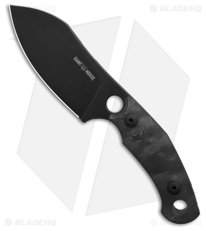 GiantMouse Vox/Anso GMF1-XL Blackout Fixed Blade Knife Black Dunes FC (3.4" PVD)