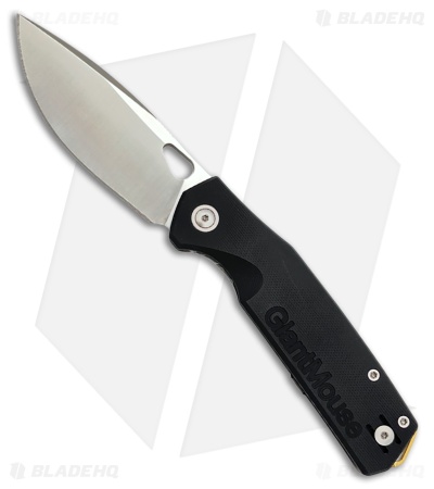 GiantMouse ACE Zoobie Frame Lock Knife Black G-10/Titanium (3.5" Satin Elmax)
