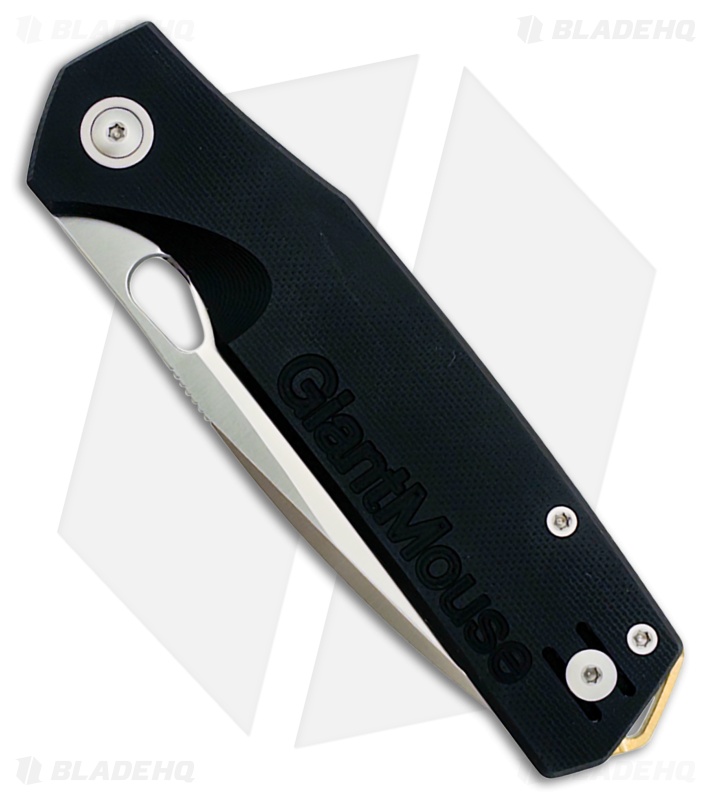GiantMouse ACE Zoobie Frame Lock Knife Black G-10/Titanium (3.5" Satin Elmax)
