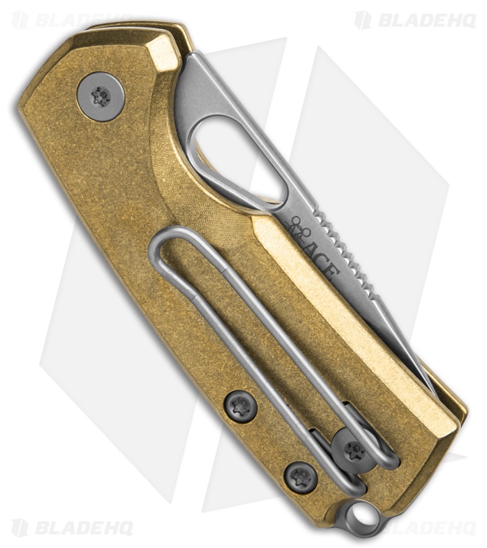 GiantMouse ACE Tipsy Button Lock Knife Brass (1.9" Stonewash Elmax)