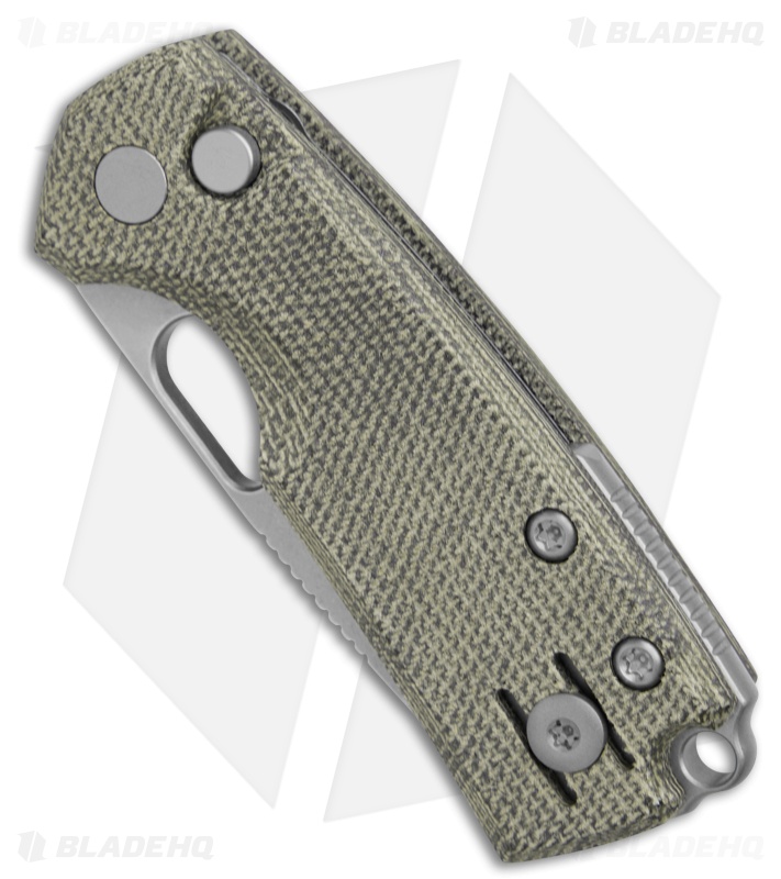 GiantMouse ACE Tipsy Button Lock Knife Green Canvas Micarta (1.9" SW N690)