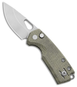 GiantMouse ACE Tipsy Button Lock Knife Green Canvas Micarta (1.9" SW N690)