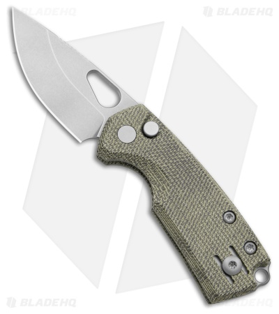 GiantMouse ACE Tipsy Button Lock Knife Green Canvas Micarta (1.9" SW N690)