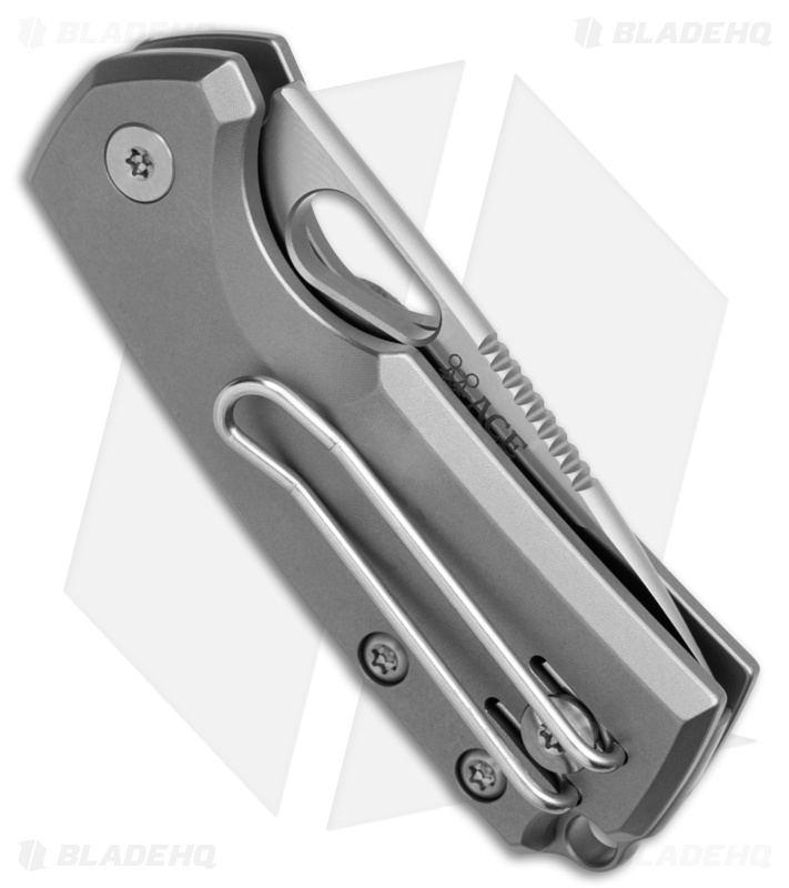 GiantMouse ACE Tipsy Button Lock Knife Titanium (1.9" Satin Elmax)