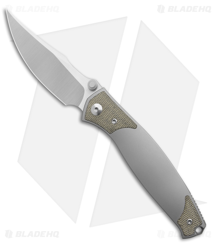 GiantMouse GM14 Liner Lock Knife Titanium + Green Canvas Micarta (3.6" Satin)
