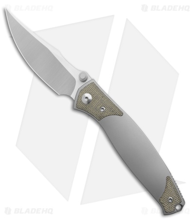 GiantMouse GM14 Liner Lock Knife Titanium + Green Canvas Micarta (3.6" Satin)