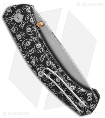 GiantMouse Carpe Diem IONA-V2 Knife Black Aluminum Carpe Diem Pattern (3" SW)