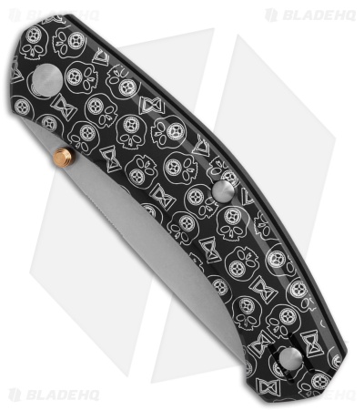 GiantMouse Carpe Diem IONA-V2 Knife Black Aluminum Carpe Diem Pattern (3" SW)