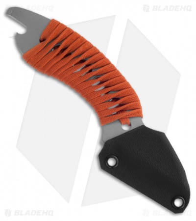 Gray Precision Otterchizell Titanium Knife Orange Paracord Wrap (2" Bead Blast)
