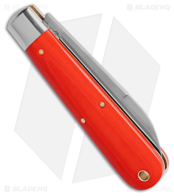 GEC River Town Single Jack Knife Ember Orange Linen Micarta (3