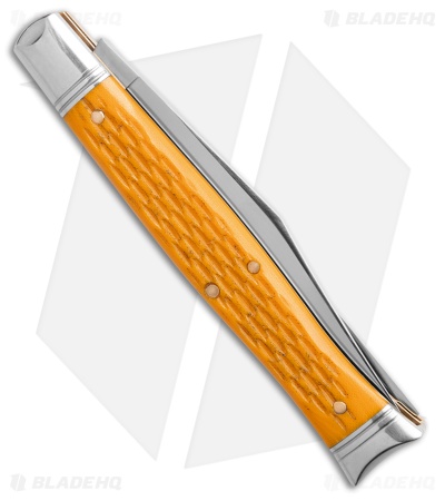 GEC Fish School Pocket Knife Jigged Yellow Micarta (3.5" Satin) 631226SS