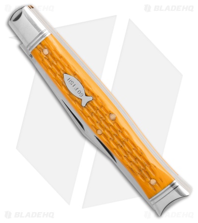 GEC Fish School Pocket Knife Jigged Yellow Micarta (3.5" Satin) 631226SS