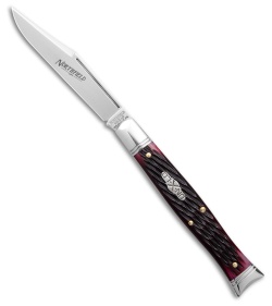 GEC Northfield UN-X-LD Pocket Knife Fish Tail Black Jigged Plum Bone(3.5" Satin)