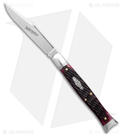 GEC Northfield UN-X-LD Pocket Knife Fish Tail Black Jigged Plum Bone(3.5" Satin)