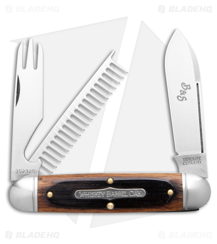 GEC Tidioute Cutlery Beer & Sausage 3.75" Knife Charred Whiskey Barrel Oak