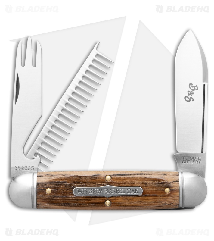 GEC Tidioute Cutlery Beer & Sausage 3.75" Knife Distressed Whiskey Barrel Oak