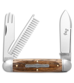 GEC Tidioute Cutlery Beer & Sausage 3.75" Knife Distressed Whiskey Barrel Oak