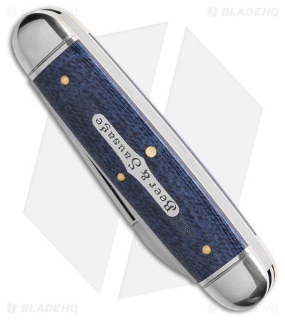 GEC Tidioute Cutlery Beer & Sausage 3.75" Pocket Knife Faded Denim Blue Micarta