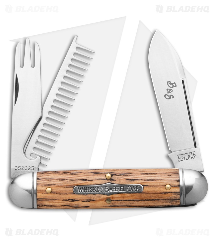 GEC Beer & Sausage Pocket Knife Smooth Whiskey Barrel Oak