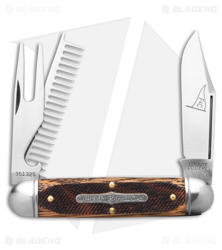 GEC Tidioute Cutlery Fairway & Clubhouse Knife Sawcut Whiskey Barrel Oak (2.75")