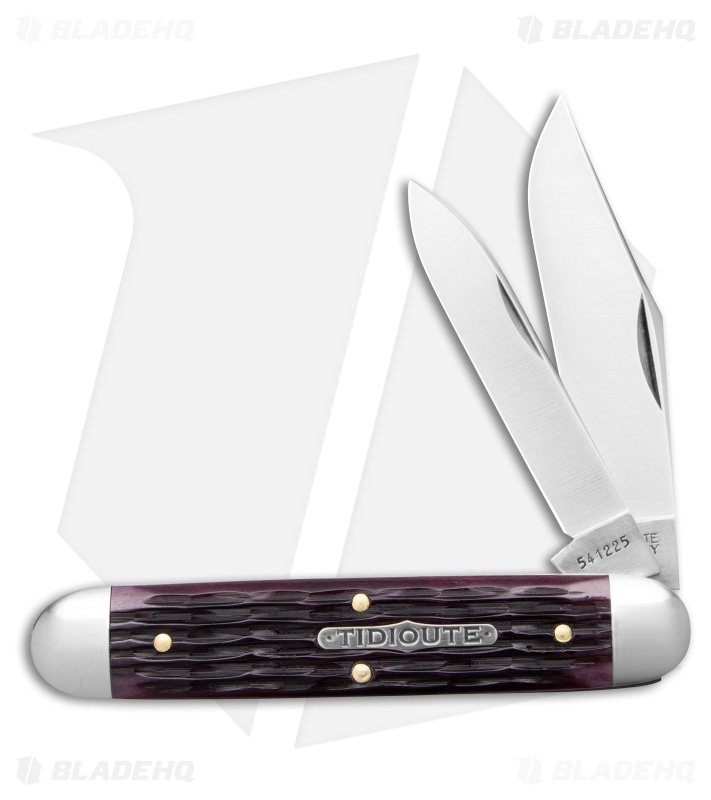 GEC Tidioute Cutlery Jumbo Stockpen Jack Purple Sage Jigged Bone (3" Satin)