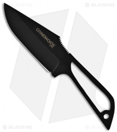 Grindworx Knives Eclipse Fixed Blade Knife (4" Black Plain)