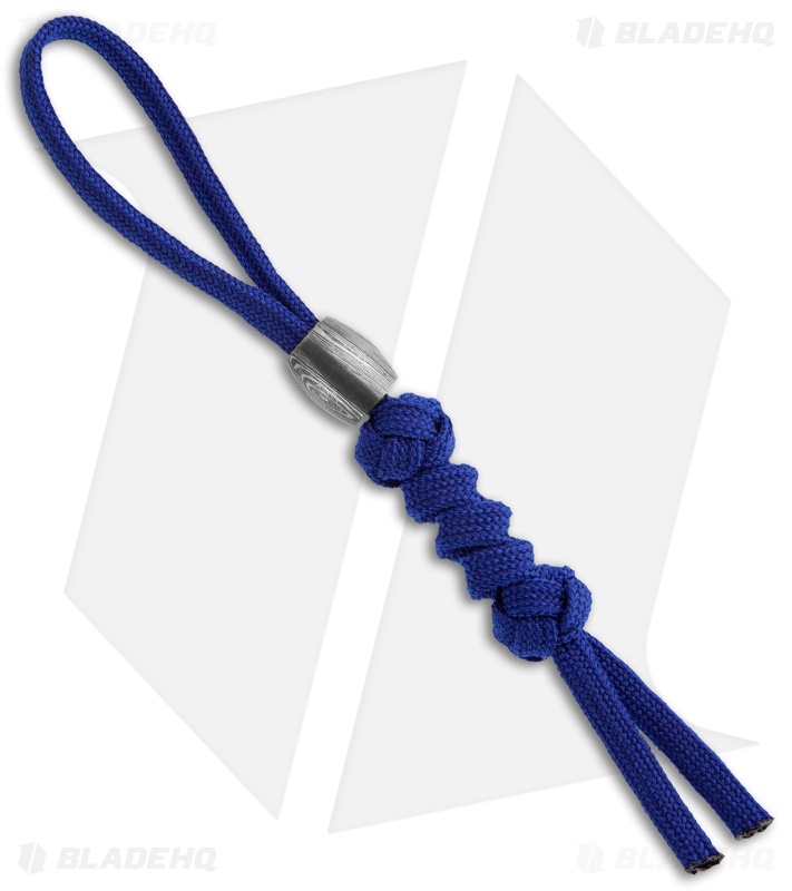 Tallen Convex Damascus Bead w/ Blue Paracord Lanyard