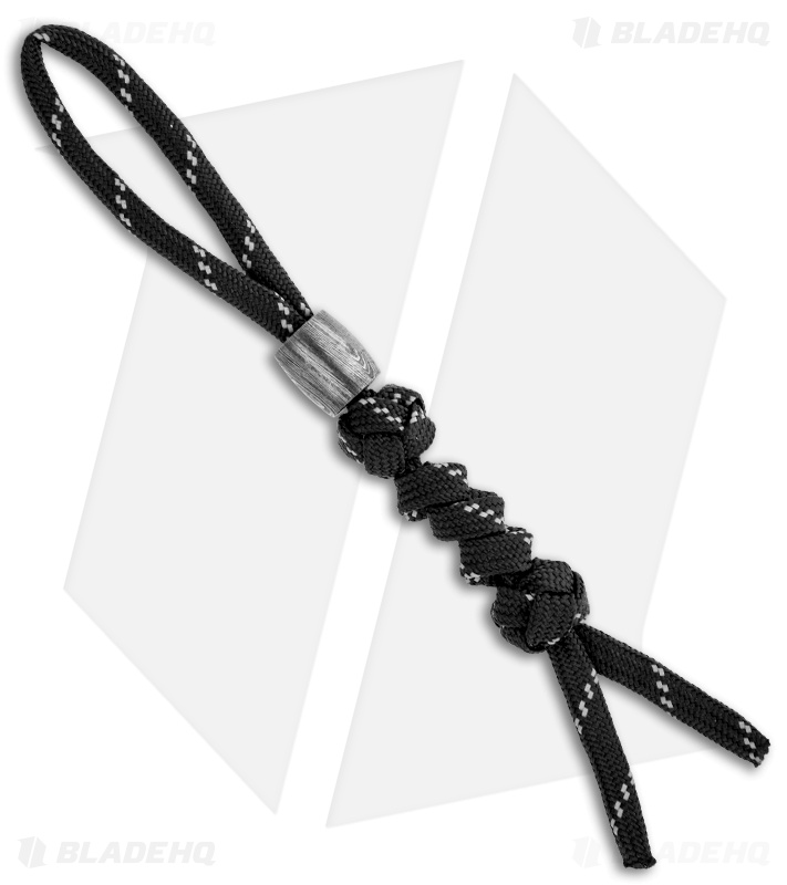 Tallen Convex Damascus Bead w/ Grey Stripe Paracord Lanyard