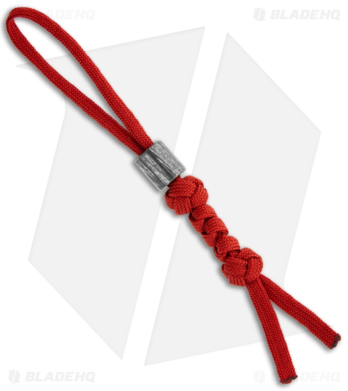 Tallen Cylinder Damascus Bead w/ Red Paracord Lanyard