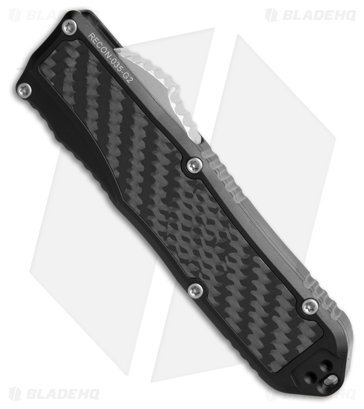 Guardian Tactical RECON-035 G2 D/E OTF Knife Black Al + CF (3.3" Two-Tone)
