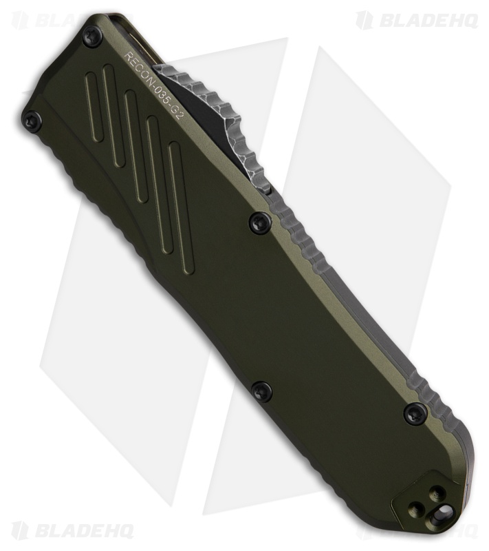 Guardian Tactical RECON-035 G2 D/E OTF Knife OD Green Al (3.3" DSW Serr)