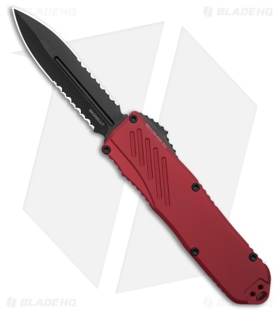 Guardian Tactical RECON-035 G2 D/E OTF Knife Red Al (3.3" Black Serr MagnaCut)