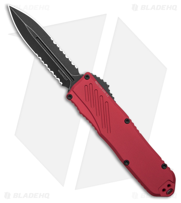 Guardian Tactical RECON-035 G2 D/E OTF Knife Red Al (3.3" DSW Serr MagnaCut)