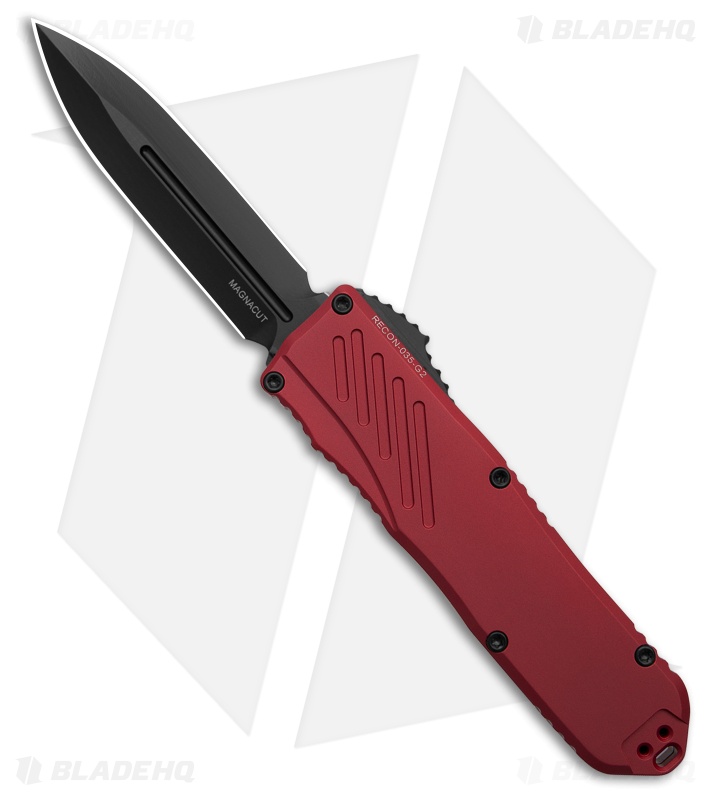 Guardian Tactical RECON-035 G2 D/E OTF Knife Red Aluminum (3.3" Black MagnaCut)