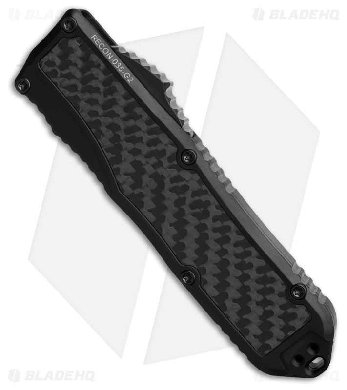 Guardian Tactical RECON-035 G2 S/E OTF Knife Black Al + CF (3.3" Black)