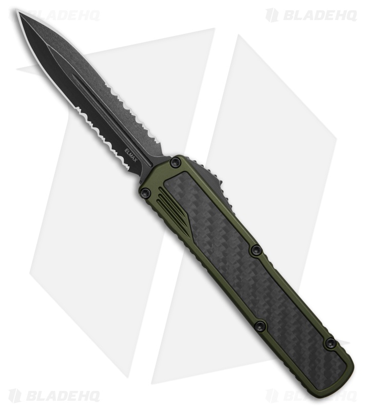 Guardian Tactical Scout D/E OTF Knife OD Green Al + CF (3.5" Dark SW Serr Elmax)