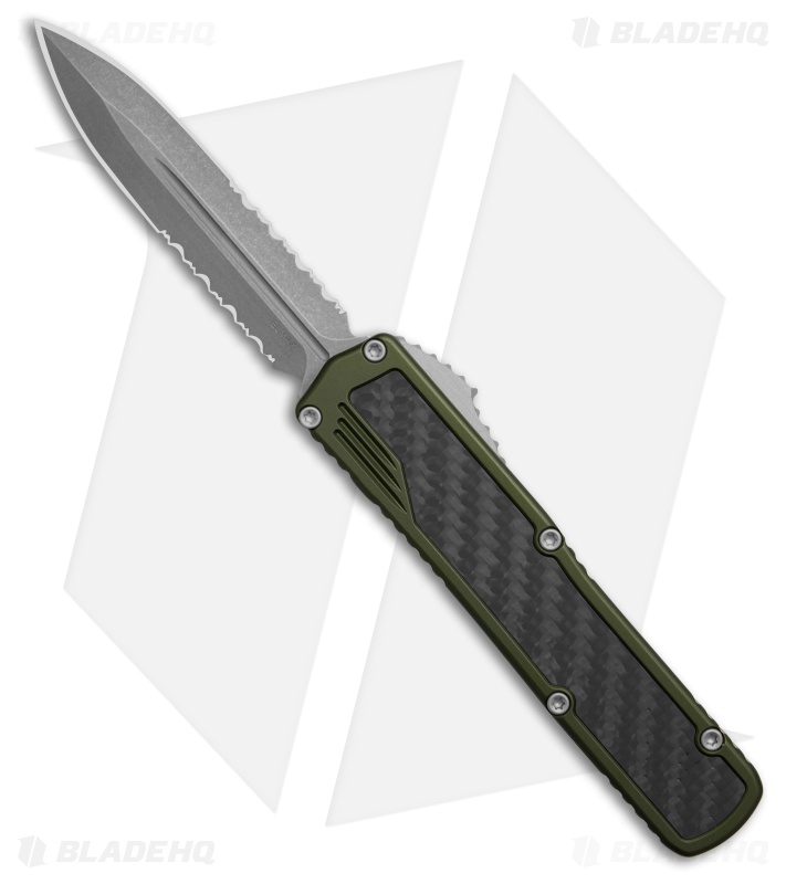 Guardian Tactical Scout D/E OTF Knife OD Green Al + CF (3.5" SW Serr Elmax)