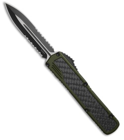 Guardian Tactical Scout D/E OTF Knife OD Green Al/CF (3.5" Two-Tone Serr Elmax)