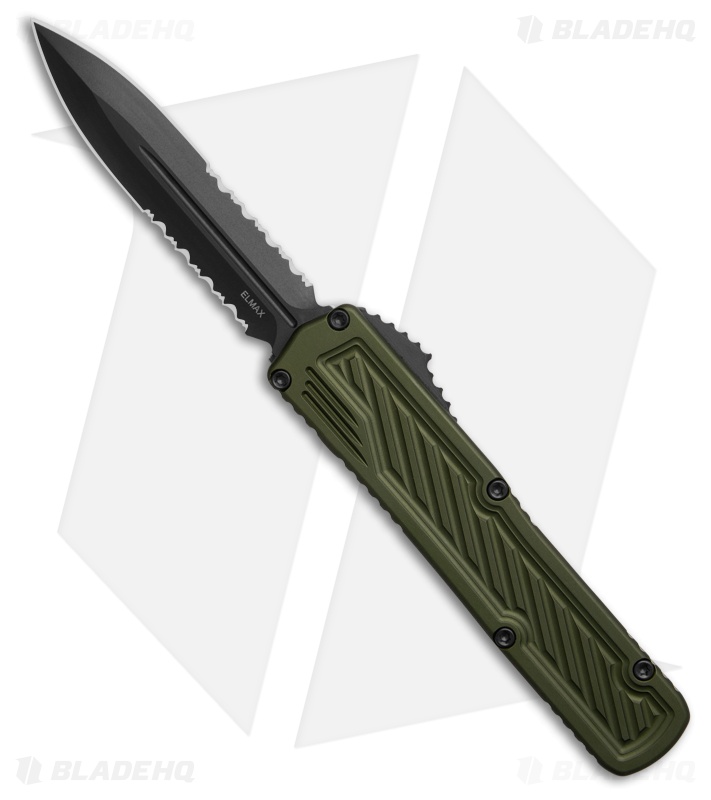Guardian Tactical Scout D/E OTF Knife OD Green Aluminum (3.5" Black Serr Elmax)