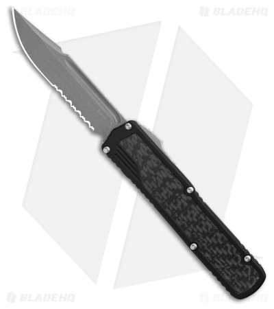 Guardian Tactical Scout S/E OTF Auto Knife Black/CF (3.5" Stonewash Serr) *DISC*