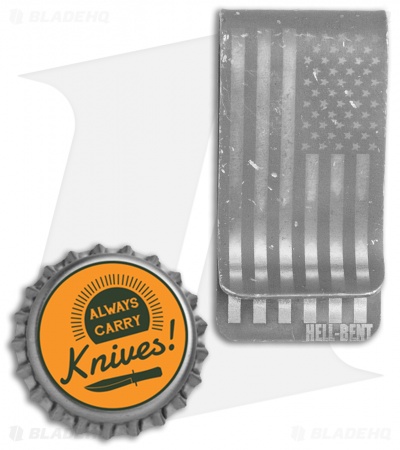 Hell-Bent Holsters Mini Titanium Money Clip (Distressed Flag)
