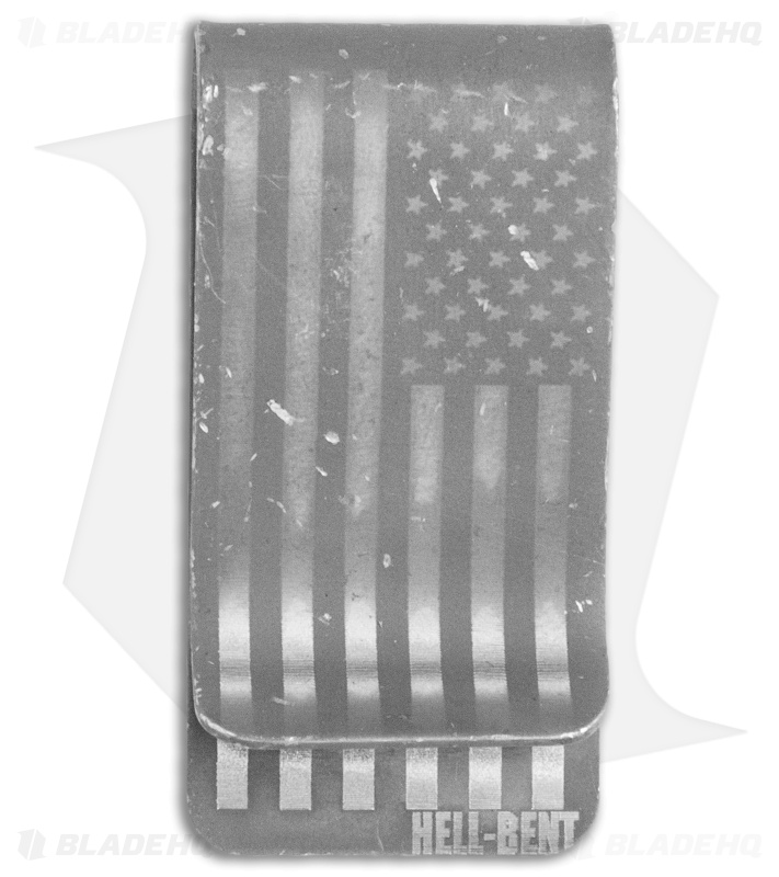 Hell-Bent Holsters Mini Titanium Money Clip (Distressed Flag)