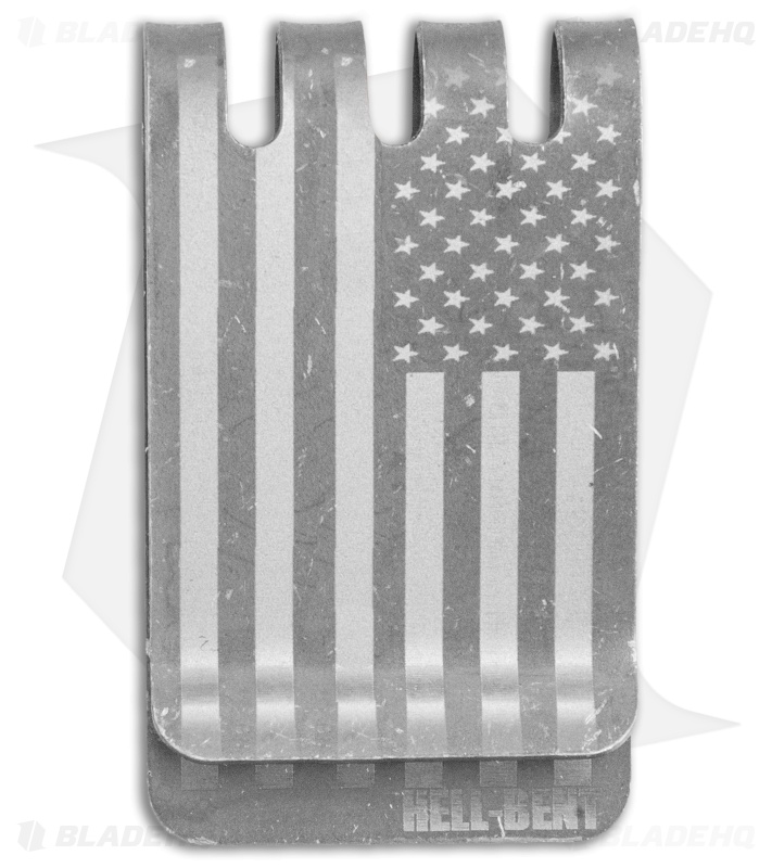 Hell-Bent Holsters American Flag Titanium Money Clip (Stonewash)
