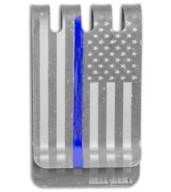 Hell-Bent Holsters Thin Blue Line Titanium Money Clip (Distressed)