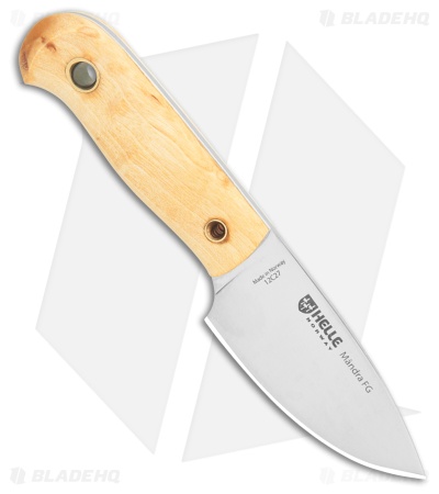 Helle Knives Mandra FG Fixed Blade Knife Curly Birch Wood (2.7" Satin) #1620