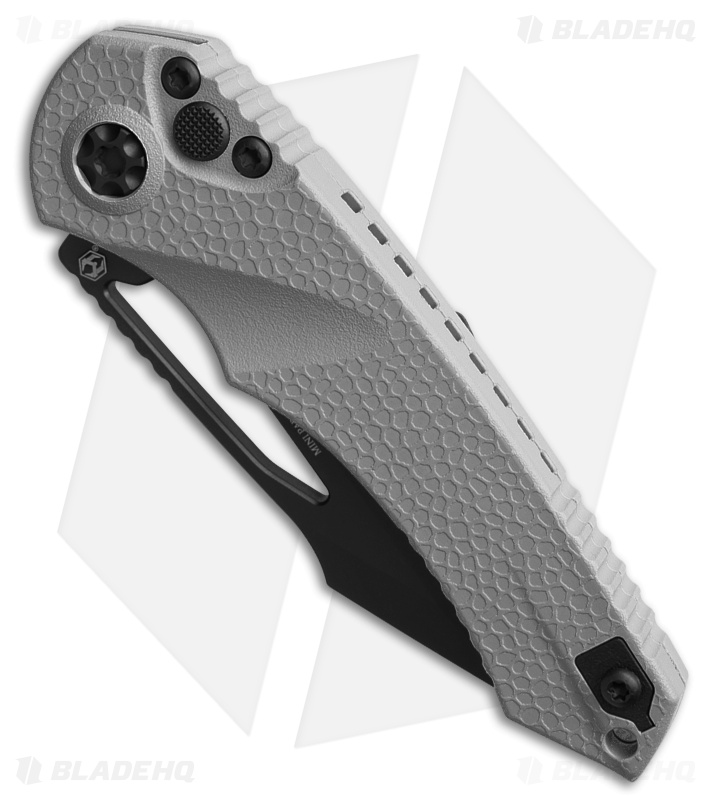 Heretic Knives Mini Pariah Tanto Button Lock Knife Gray Polymer (3.3" Black)