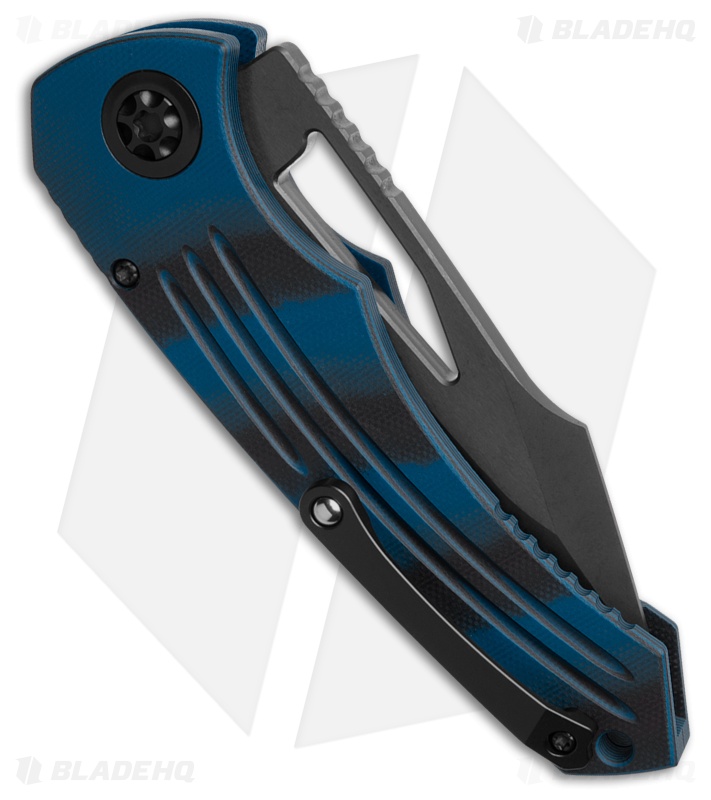 Heretic Knives Pariah MagnaCut Button Lock Knife Blue/Black G-10 (3.8" DLC)