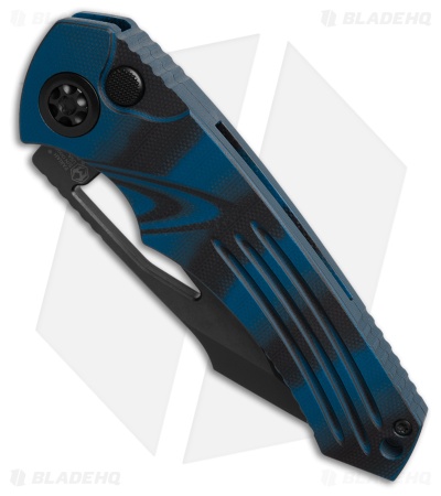 Heretic Knives Pariah MagnaCut Button Lock Knife Blue/Black G-10 (3.8" DLC)