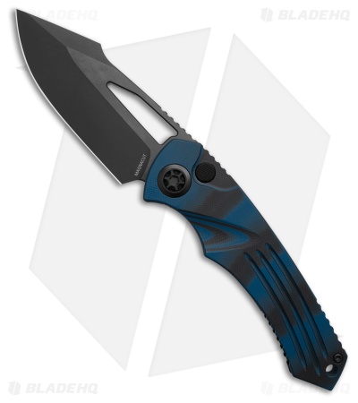 Heretic Knives Pariah MagnaCut Button Lock Knife Blue/Black G-10 (3.8" DLC)