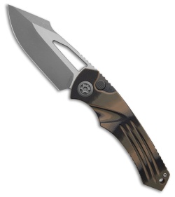 Heretic Knives Pariah MagnaCut Button Lock Knife Camo G-10 (3.8" Battleworn)